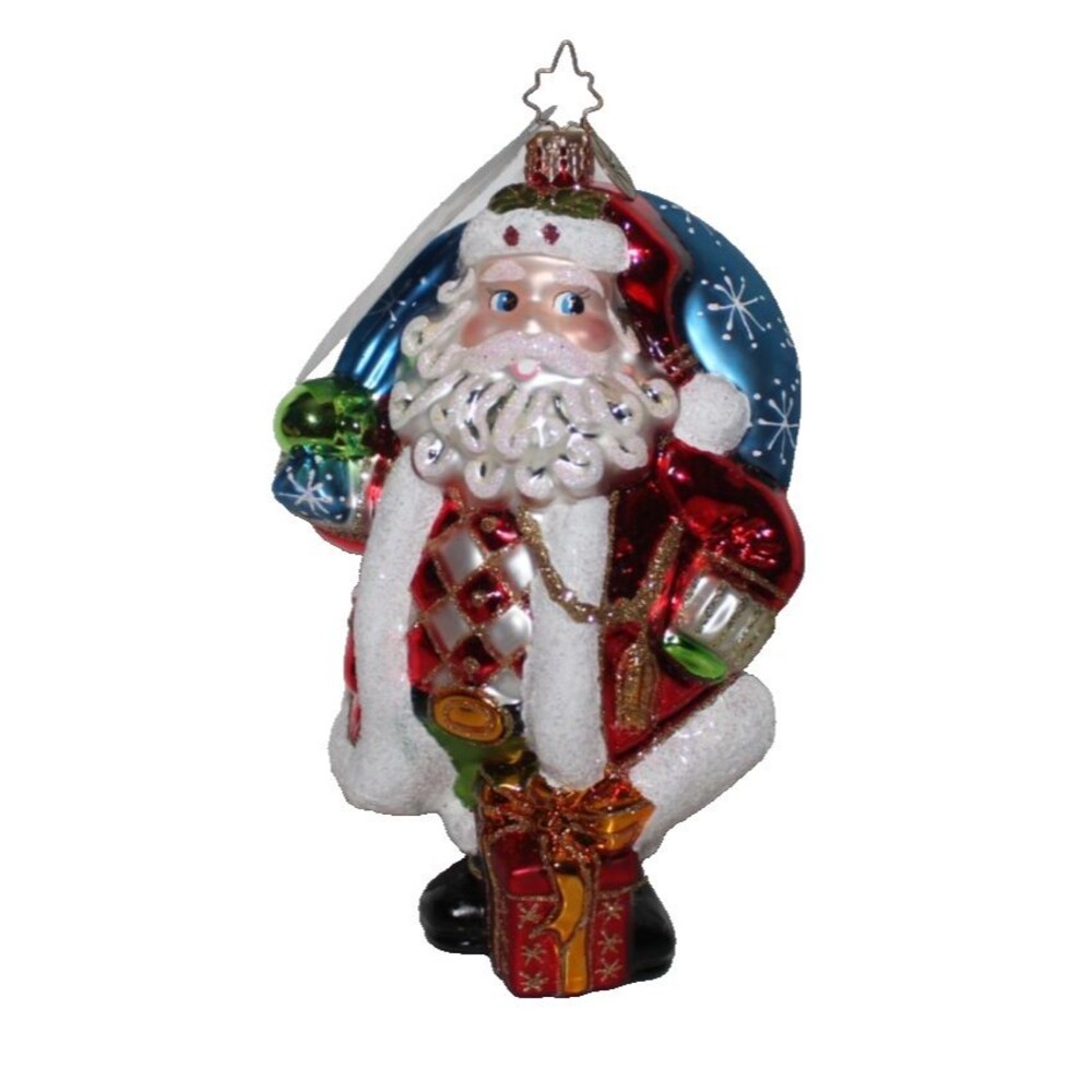 Christopher Radko Ornament Nick-Nack Napsack Santa Holding Bag Of Presents